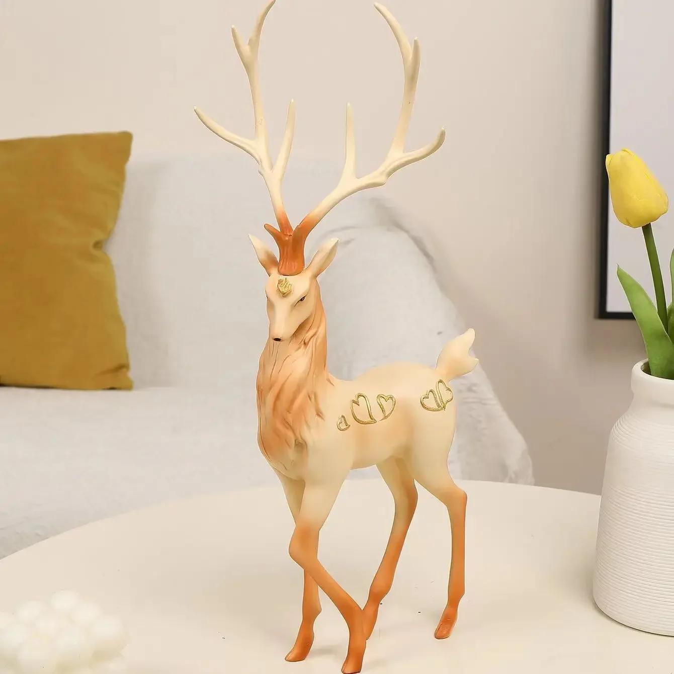 

Новые украшения в виде оленей, украшения из оленей, скульптура лося из смолы для гостиной, роскошный скандинавский домашний декор, скульптуры, статуэтки