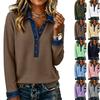 Damen Freizeit-Oberteil mit kurzen Ärmeln und Denim-Patchwork für den Alltag