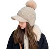 Hat for Women In Autumn and Winter Outdoor Bike Riding Warm and Cold Knitted Wool Hat Plus Velvet Thick Windproof Ear Protection Baseball Cap