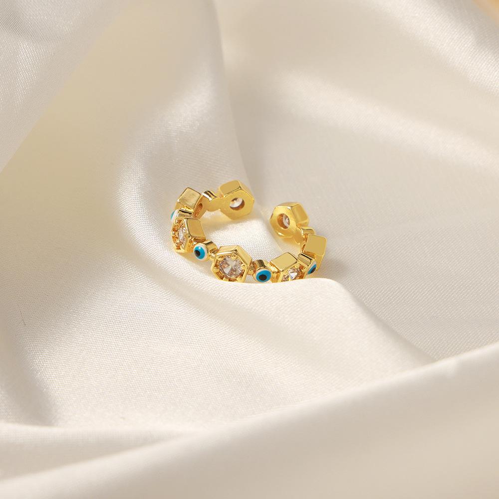 Stylish Devil's Eye Ring: Openable, Zircon Inlaid, Adjustable Women's Geometric Jewelry