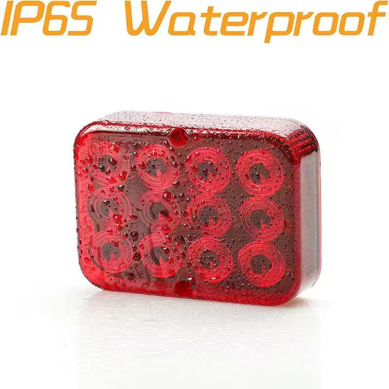 2PCS Waterproof Truck Rear Fog Light 12LED Car Warning Signal Turn Taillight Trailer Lamp Boat Caravan Lorry Stop LED Red Light