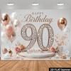 90th Birthday Celebration Theme Background, Suitable for Indoor and Outdoor Birthday Parties, Wall Decoration