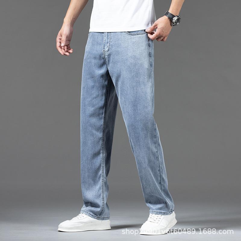 Tencel Jeans, Lightweight, Hong Kong Style, Soft, High-end Men's Jeans, Loose, Straight, Summer Trend And Versatile
