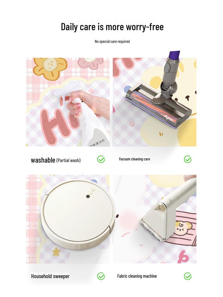 Niedliche Plüsch-Bodenmatte für das Schlafzimmer von Kindern – schmutzabweisend, dick, langes Streifendesign für das Bett