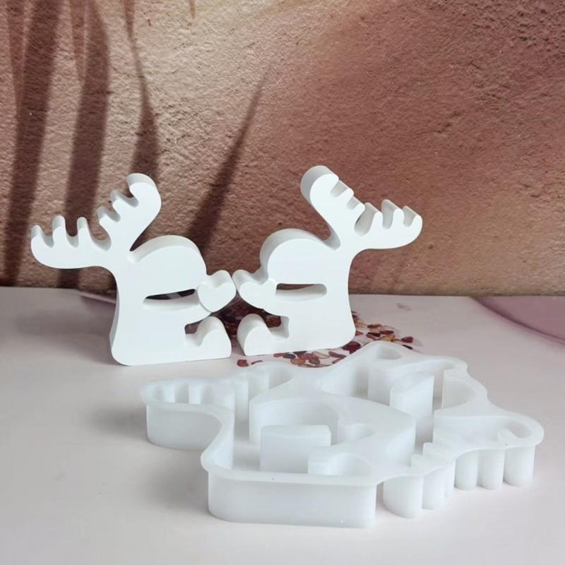 Weihnachtsbaumschmuck Harzform Rentier Epoxidharz Gießform für Kerze Heimdeko Weihnachtsrentier Silikonform
