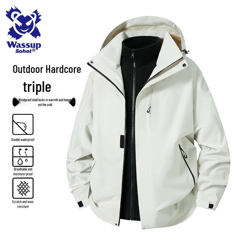 

Wassup Sohot Men s 3-in-1 Autumn/Winter Outdoor Jacket 3XL