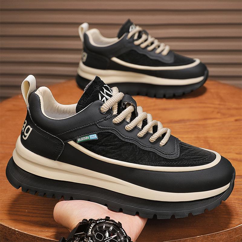 Men Chunky Sneakers Comfortable Soft Sole Lace Up Casual Sport Shoes Spring Fashi Outdoor Versatile Height Increase Flat Shoes