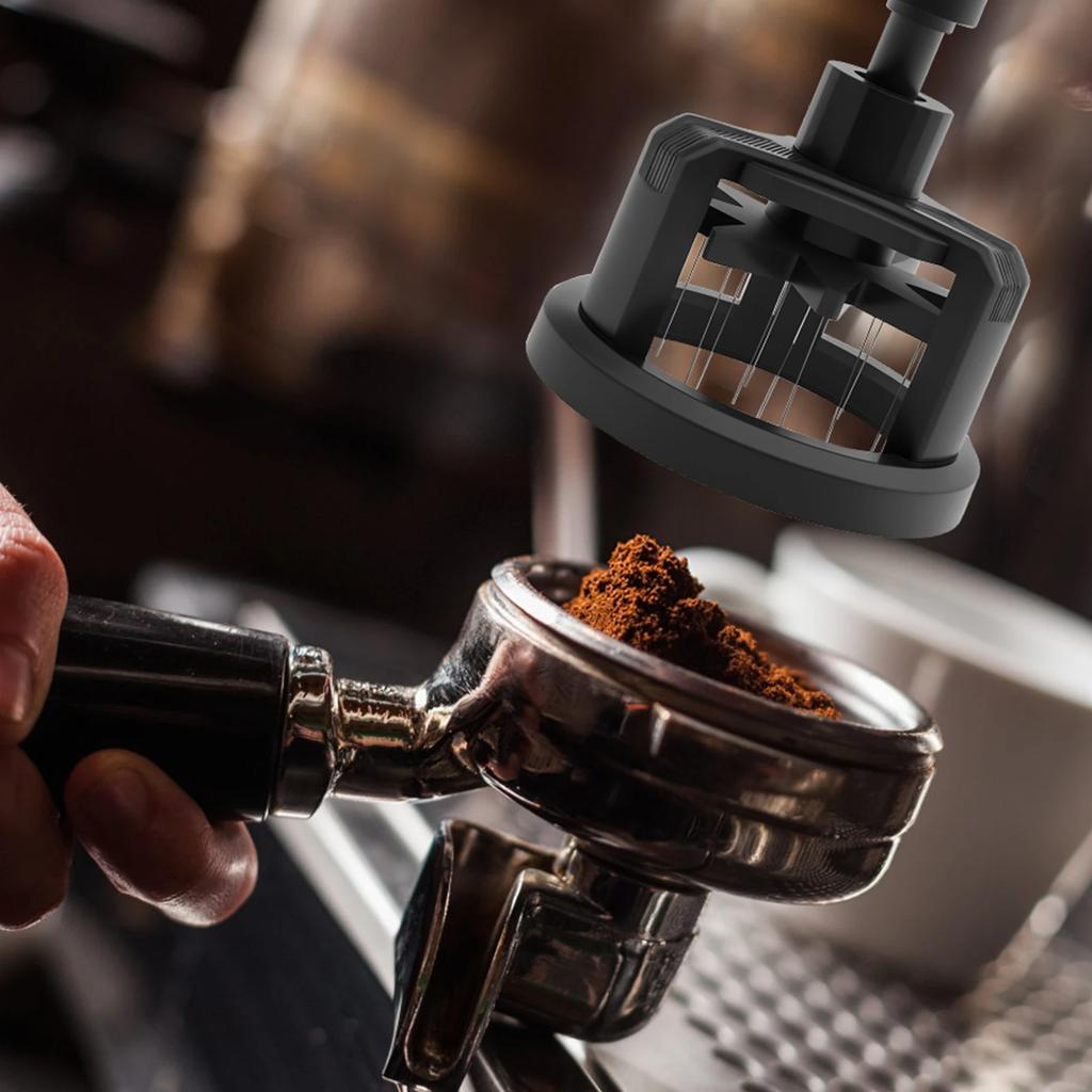 Espresso Coffee Tamper, Level Coffee Tamper for 58mm Portafilter, Adjustable Depth Stainless Steel Ripple Base for Coffee