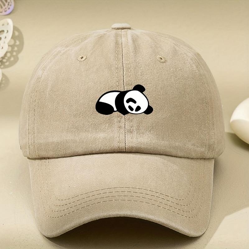 Baseball Cap, Lazy Panda Cartoon Print, Retro Soft Top Duckbill Cap, Outdoor Sports, Running and Leisure Choice