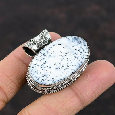 Dendriet Opaal Hanger Handgemaakte Hanger 925 Sterling Zilveren Hanger Edelsteen Vintage Sieraden Boho Hippie Hanger Geboortesteen Sieraden Voor Cadeau