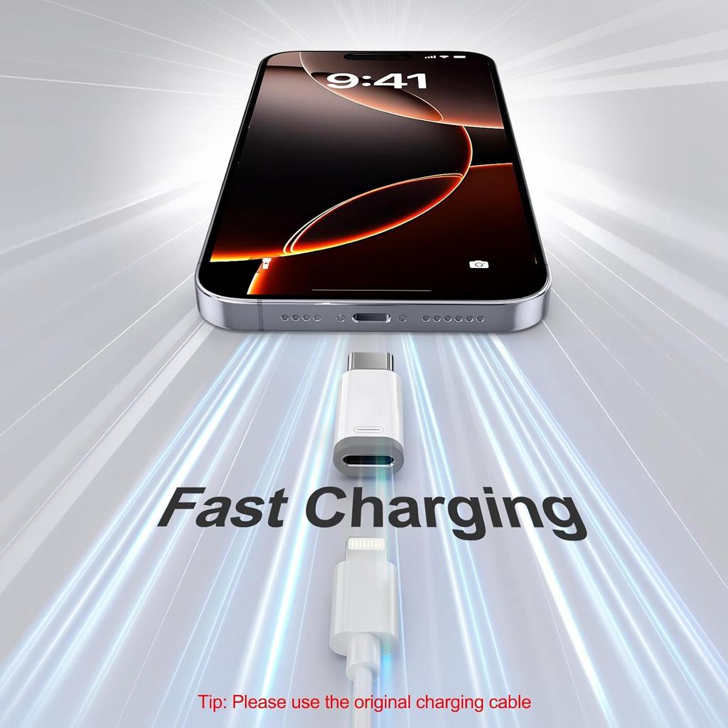 Lightning to USB C Adapter for Charging & Data Transfer Type C Charger Connector Cable Lightning Female to USB C Male Adapter