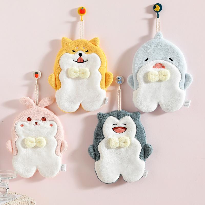 Hand Towel Hanging Household Children's Cute Cartoon Absorbent Hand Towel Bathroom Kitchen Quick-drying Towel