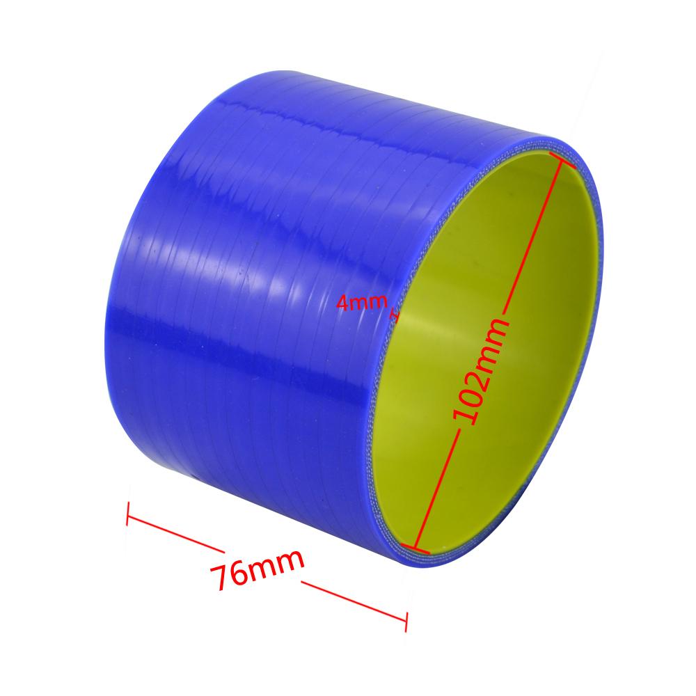 BLUE & Yellow 2   51mm / 2.5  64mm / 3  76mm / 4  102mm Straight Silicone Intercooler Turbo Intake Pipe Coupler Hose 4.0 inch