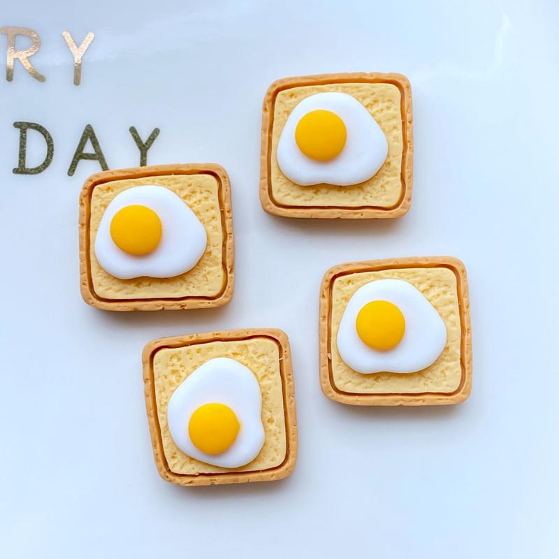 

10Pcs/Lot Hand Painted Kawaii Resin Mixed Bread / Poached Egg Flatback Cabochons For Hair Bow Centers DIY Scrapbooking Decor L39
