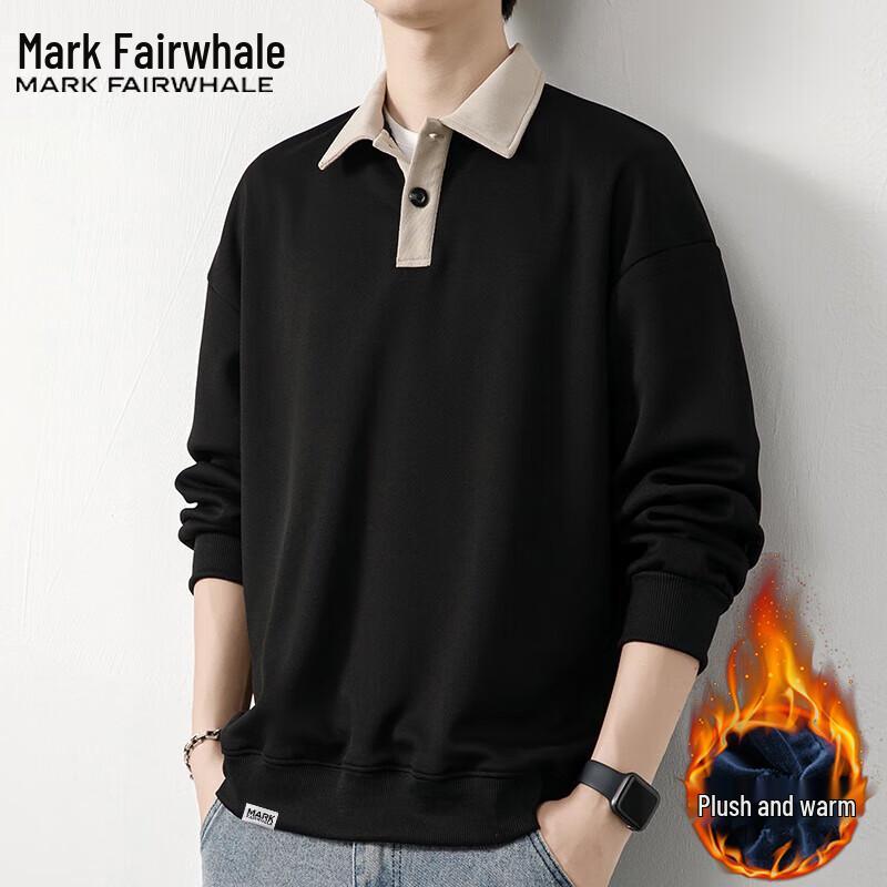Mark Fairwhale Men's Collared Long Sleeve Pullover Sweatshirt