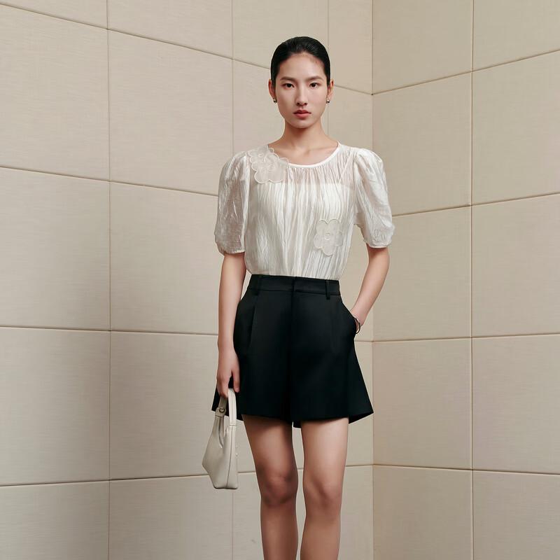 Sancai Women's Bubble Sleeve Blouse