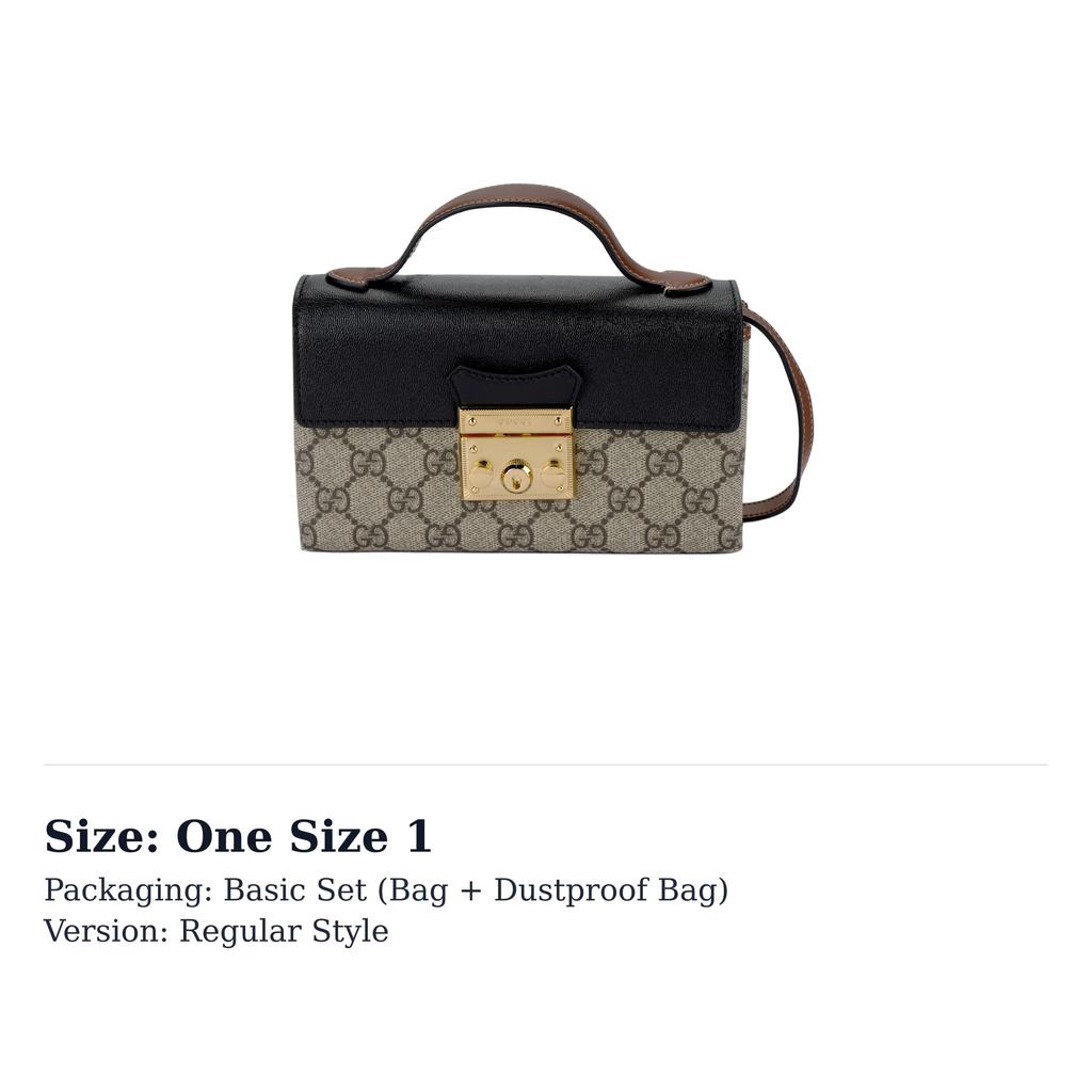 GUCCI Padlock Canvas With Leather Box Bag, Crossbody Bag, One Shoulder Handbag Mini Women's Ebony/Black 652683-96GAG-9785
