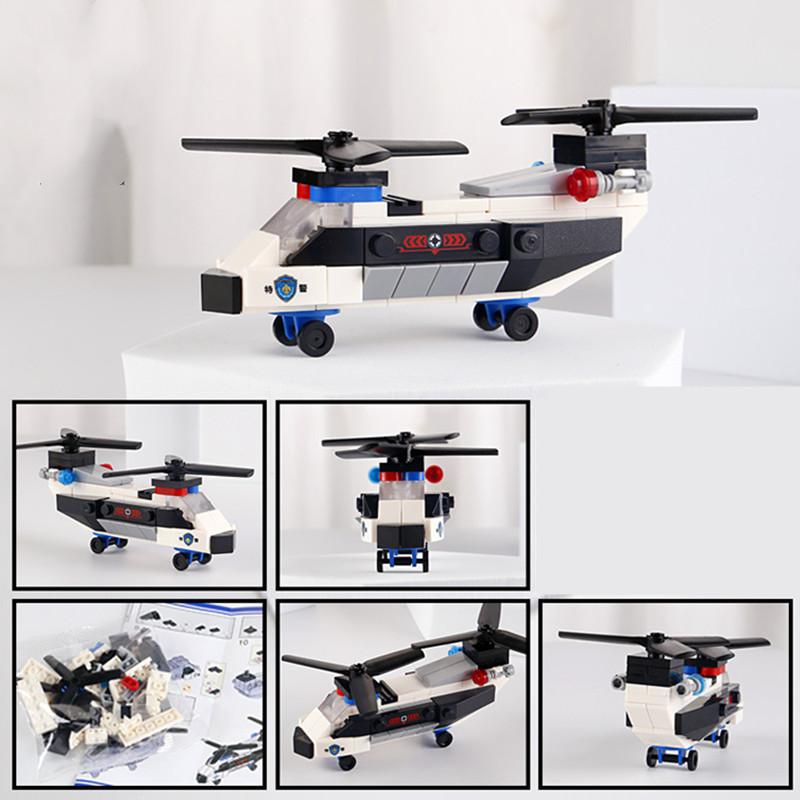 NEW DIY MOC City Plane SWAT Super Police CAR Dual-Rotor Helicopter Famous Building Blocks Bricks Kits Classic Model