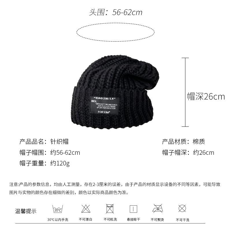 Big head circumference knitted hat women's autumn and winter versatile patch warm ear protection wool hat cover cold hat women