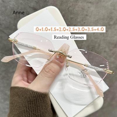Neue Mode Diamantschliff Lesebrille Anti Blaulicht Alterssichtigkeit Brille Vintage Transparent Korrektionsbrille 0 bis +4.0