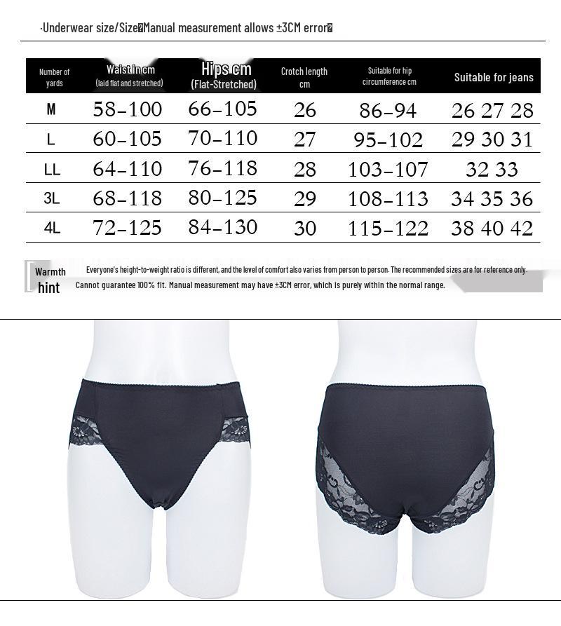 Plus Size Seamless Silk Mid-Waist Lace Panties for Curvy Women