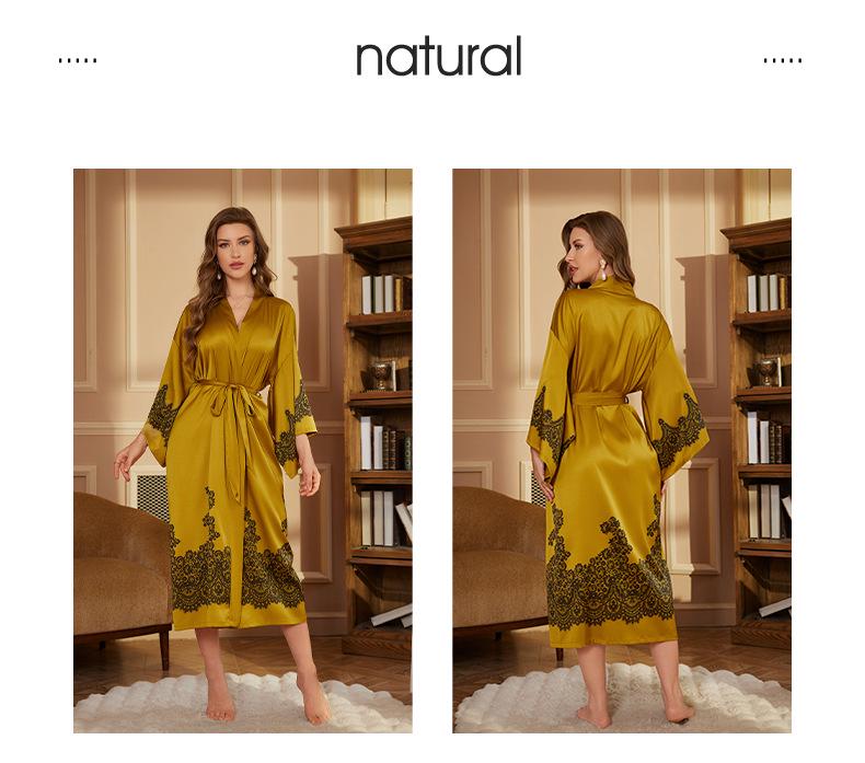 Women's Luxury Satin Long-Sleeve Bathrobe Collection - Spring Edition