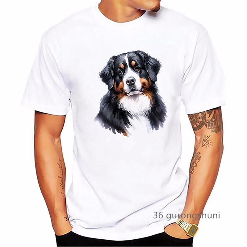 Bernese Mountain Dog Animal Printed T Shirt MenS Clothing Funny White Tshirt Homme Summer Fashion TShirt