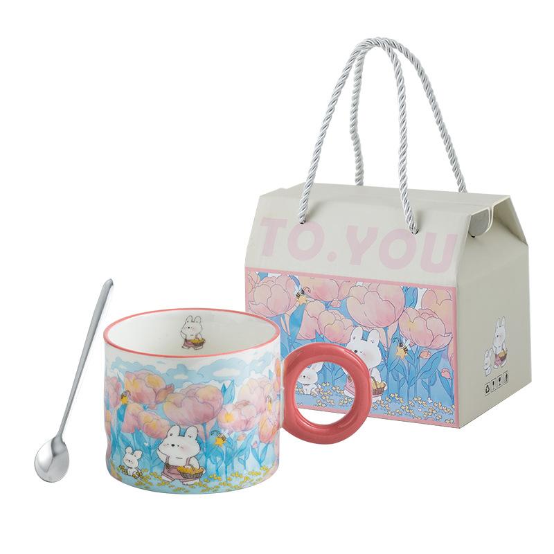 High value Creative Mug Gift Cute Ceramic Water Cup Souvenir Gift Box Tiger Rabbit Cup Event Gift Gift