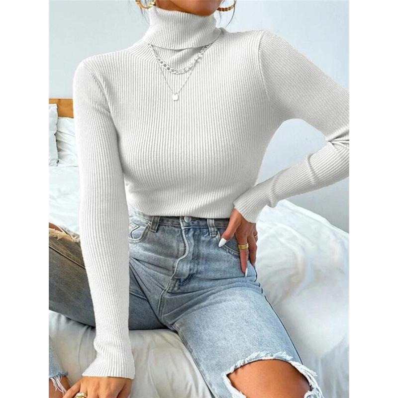 2024 Women's High Neck Knitted Pullover - Europe & America Style
