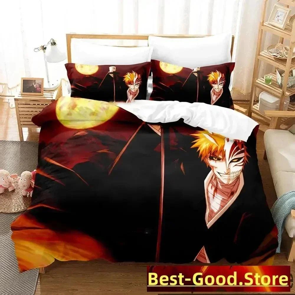 Anime Bleach Kurosaki Ichigo Bedding Set Printed Bed Set With Pillowcase Bed Duvet Cover Soft Queen King Size Bedclothes Home