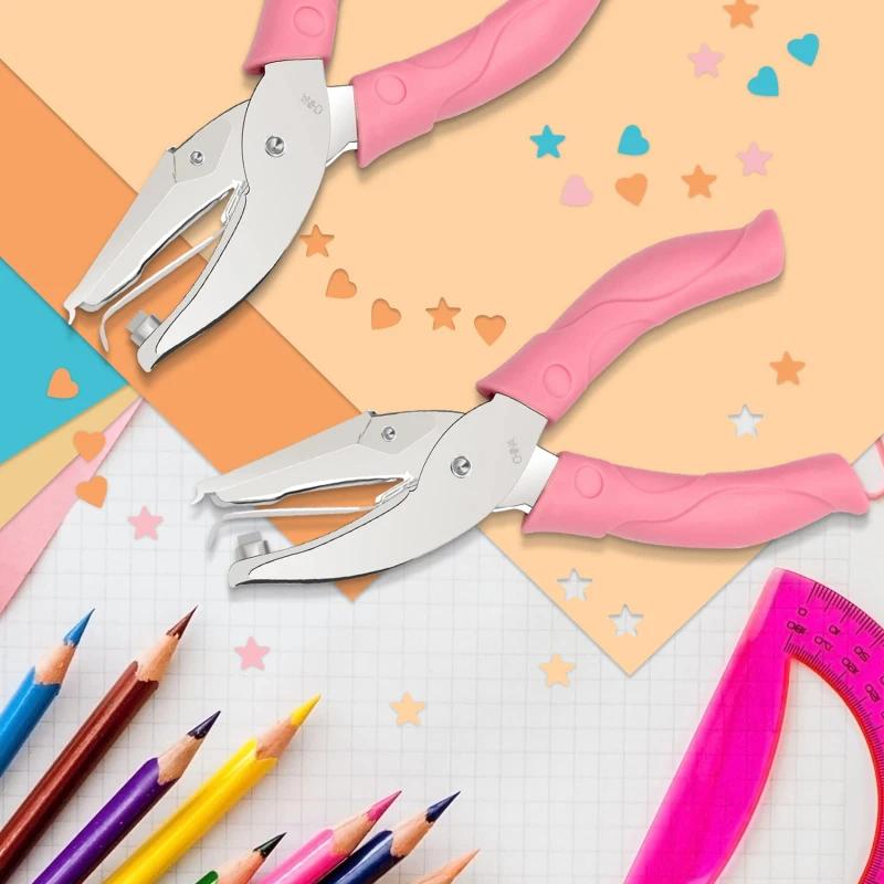 1pc Cute Metal Handheld Paper Punch Scrapbooking Clothes Single Hole Punches Star Heart Circle Hole Diy Craft Shape Cutter