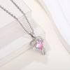 Xiaomi Huitan Temperament Sweet Bridal Wedding Necklace Heart Pink CZ Pendant Luxury Silver Color Aesthetic Love Jewelry for Women