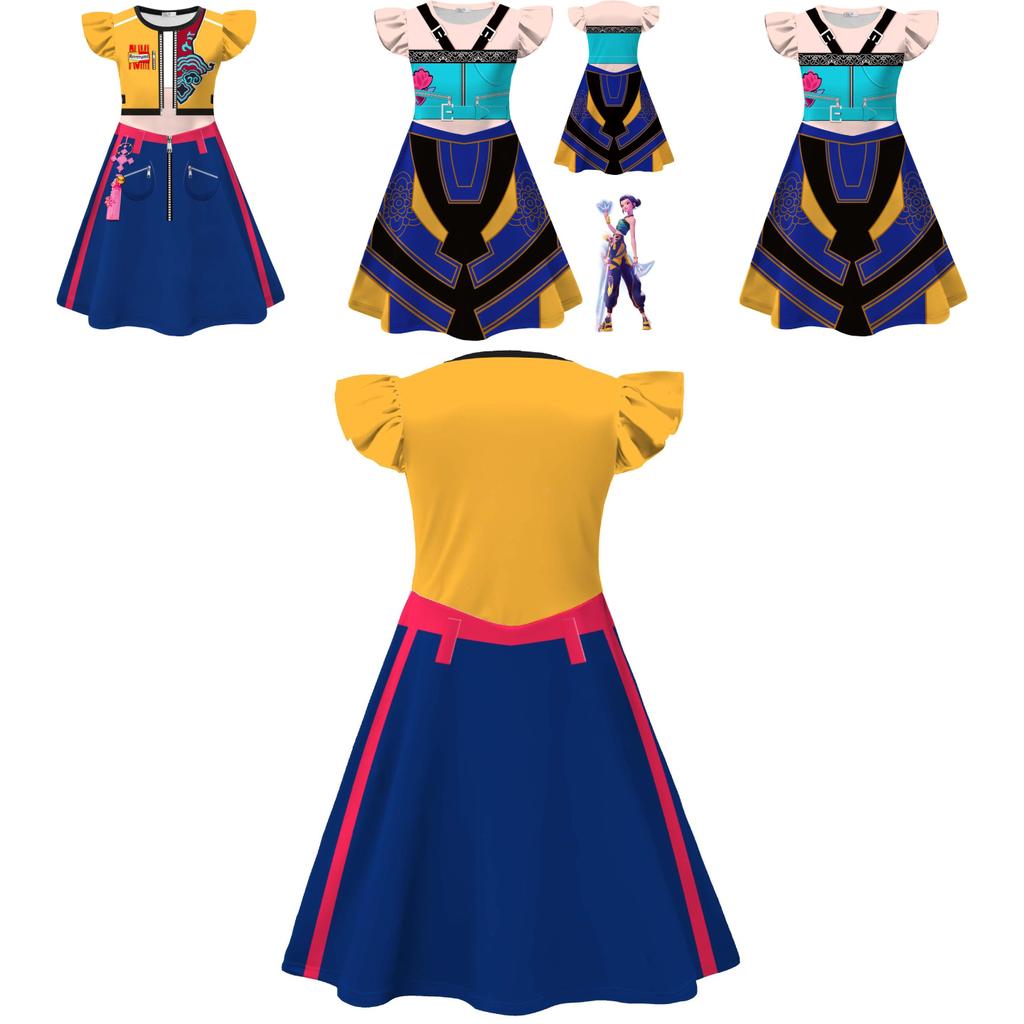 Kpop Demon Hunters Cosplay Girl Dress With Polyester Material For Kids 110-160cm