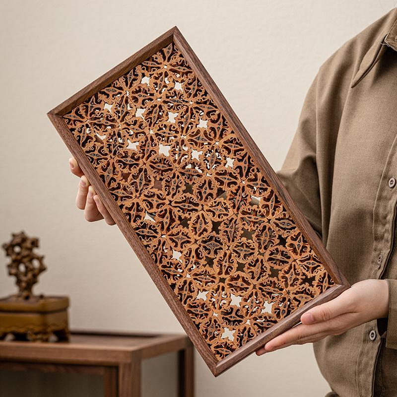 Walnut Walnut Tea Cup Tray Rectangle Small Plate Breakfast Plate Cake Dessert Square Plate Serving Tray Tea Tray
