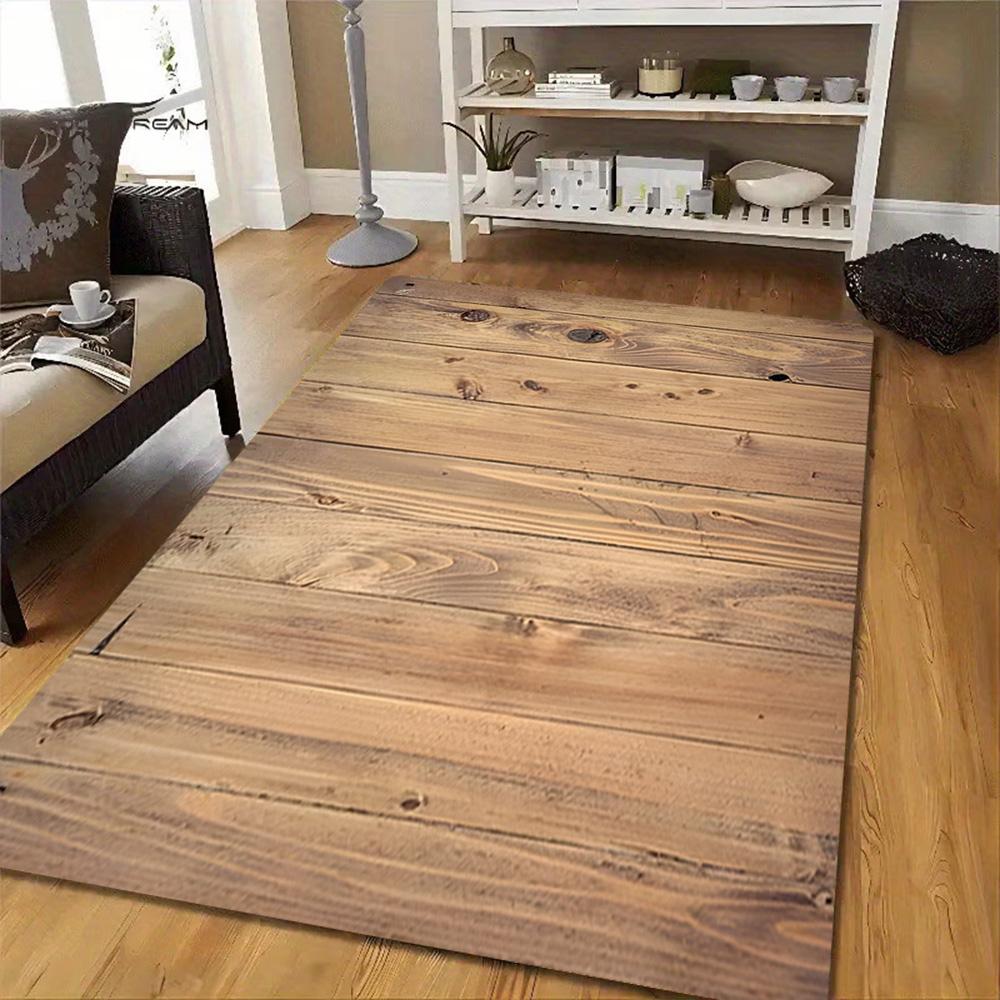 Wooden Wall Paneling Texture Decoration,Carpet,Living Room,Bedroom, Non-slip,Square rug