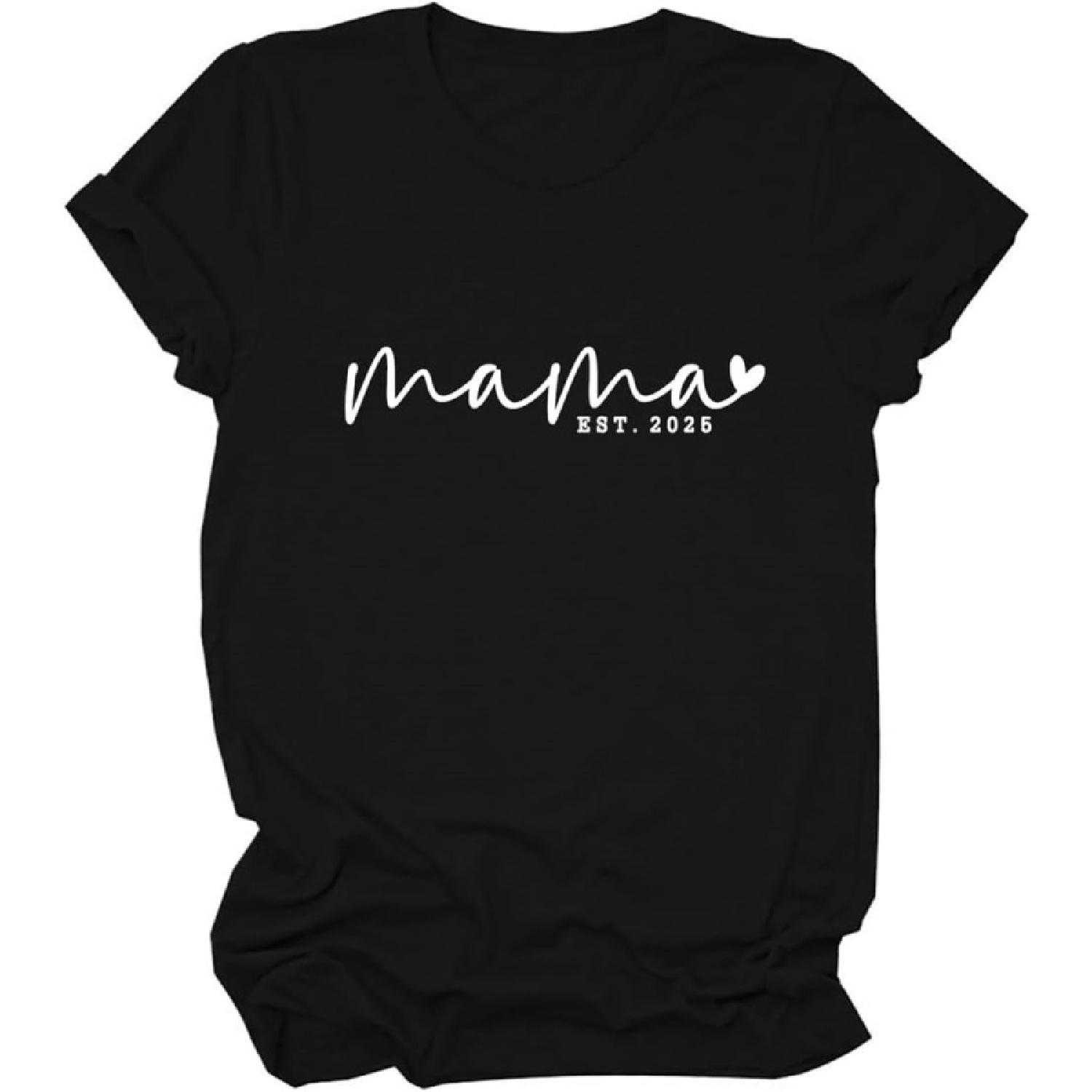 

Mama Est 2025 Tshirts, Cute Heart Graphic Mom Life Shirt Women Casual Crewneck Mother s Day Short Sleeve Tee Tops XXXXXL різнокольоровий