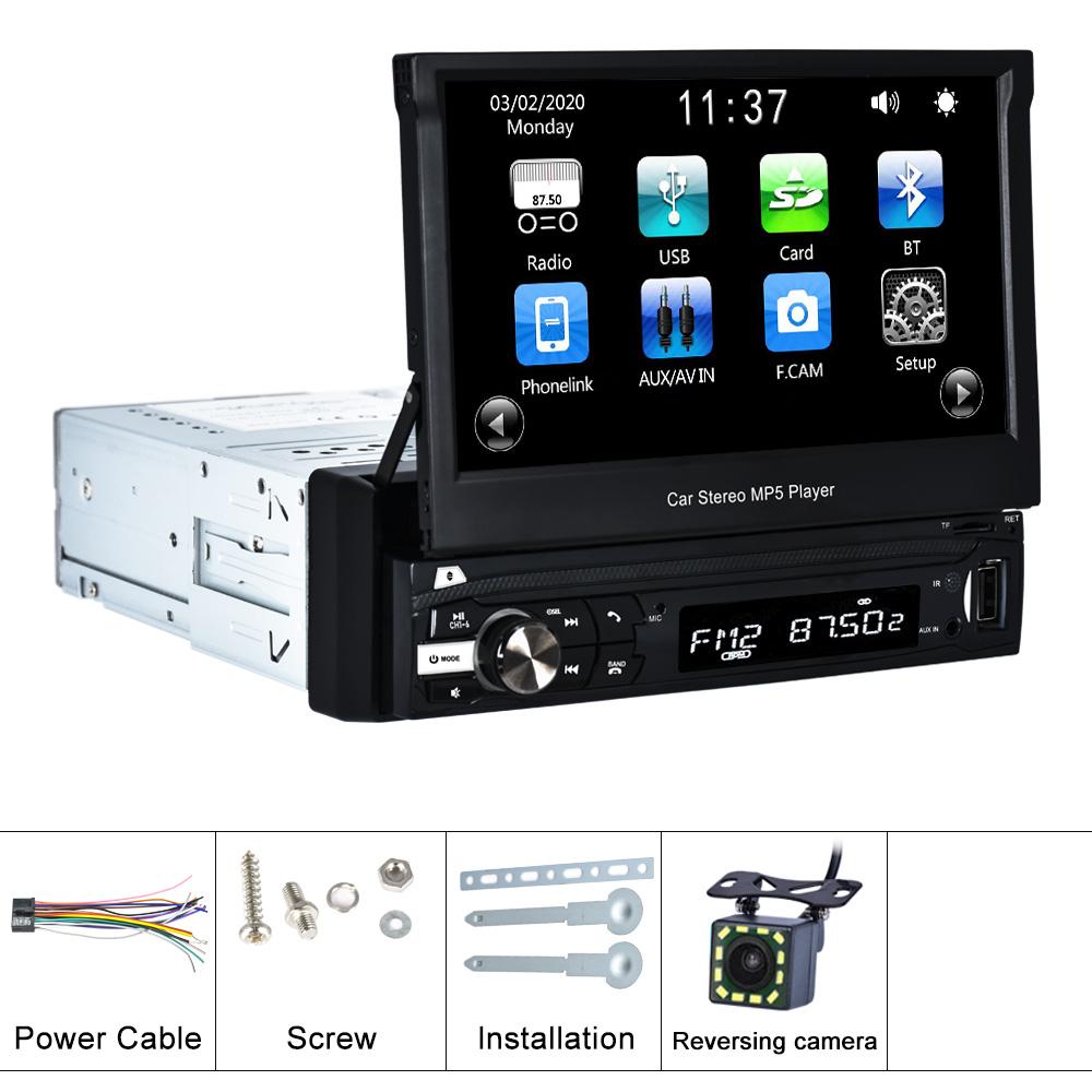 

1 Din автомобильный радиоприемник стерео 7 HD автоматический выдвижной сенсорный экран монитор MP5 SD FM USB плеер аудио Bluetooth with CAM