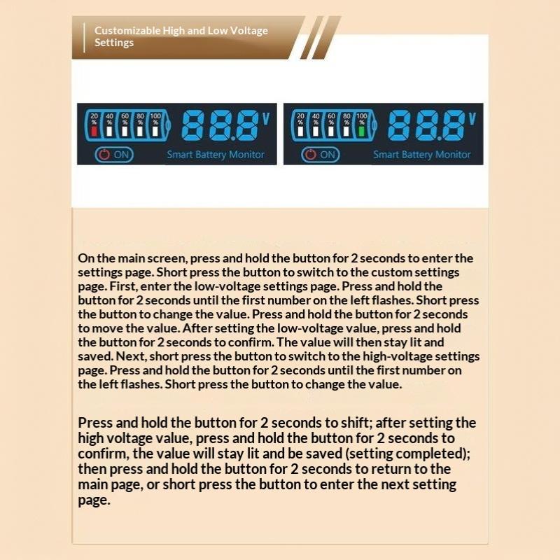 Smart Battery Monitor Dc 7 To 55V Led Display Power Off Memory Fit For Lithium Lead Acid Batteries Car Rv Boat Solar Projects