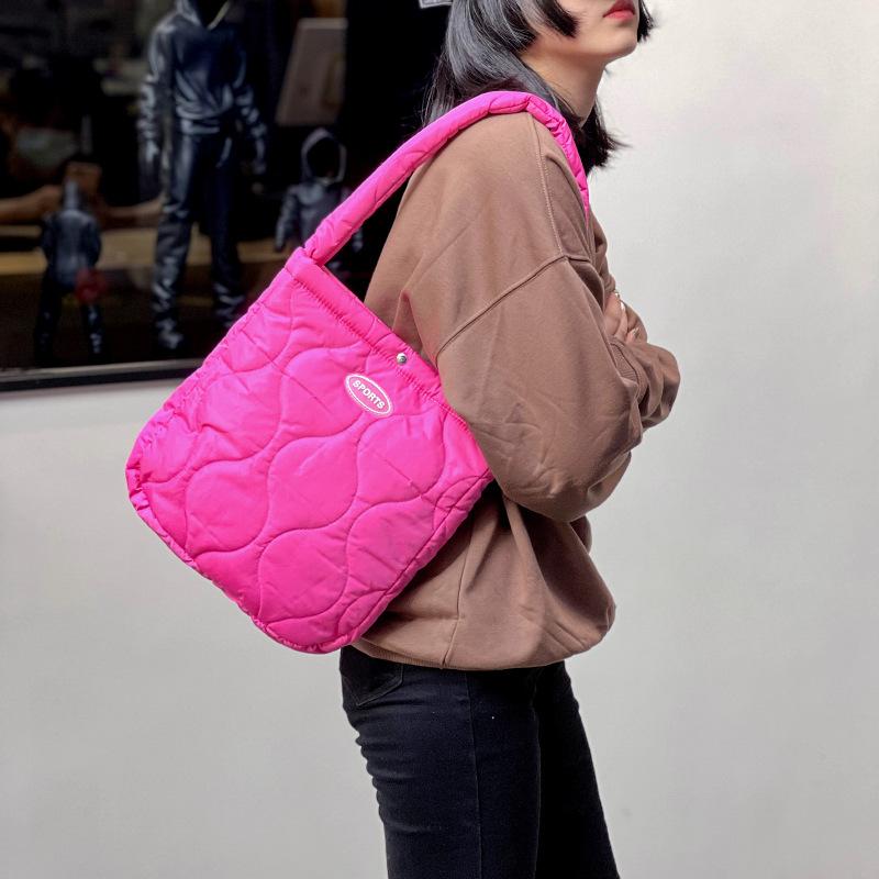 Tote Bag, Commuter Women's Bag, Down Cotton-filled Bag, Large-capacity Underarm Bag, Single-shoulder Bag
