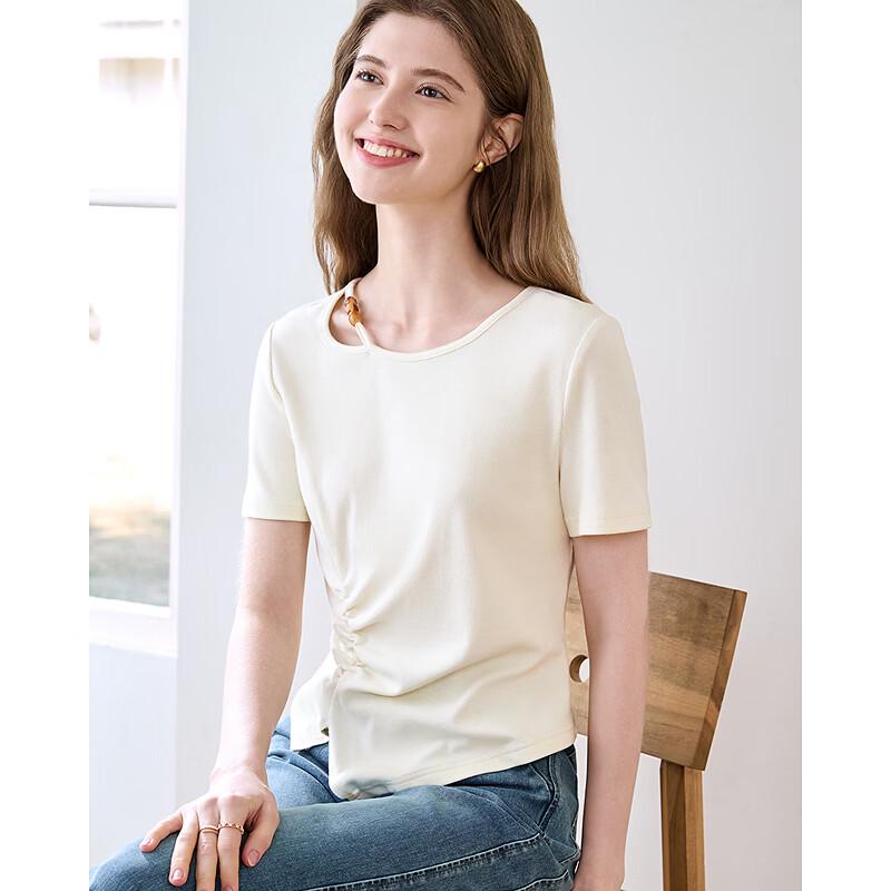 Betu Women's Beaded Hollow Short Sleeve T-shirt