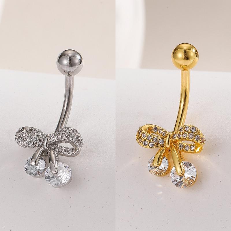 Fashion Zircon Butterfly Belly Button Rings Shiny Crystal Bow Navel Piercing For Women Girls Sexy Belly Ring Beach Jewelry Gifts