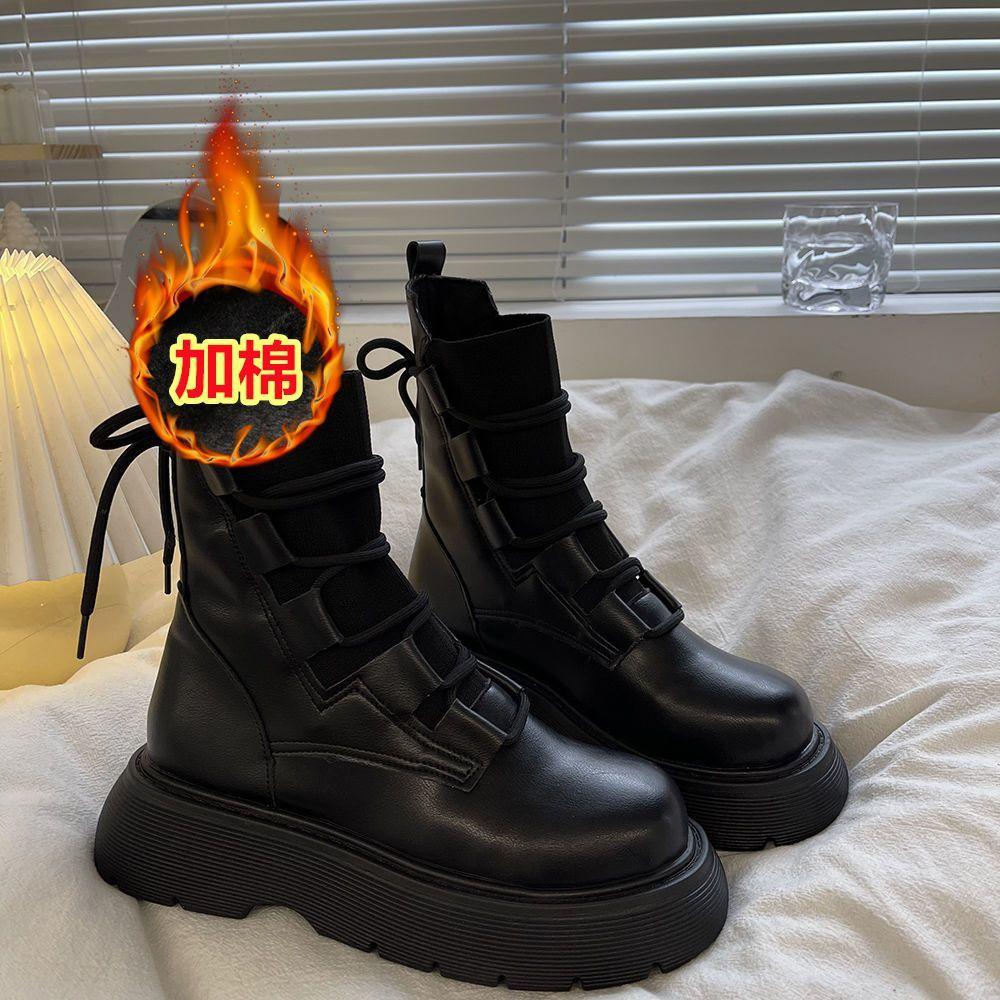 White British Martin Boots Women's 2025 Autumn New Thin Small Thick-soled Heightening Lace-up Versatile Short Boots