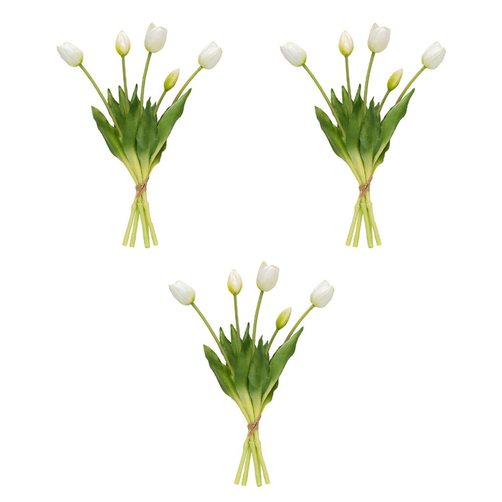 3 Bouquets Man-Made Tulip Flowers Fake Flowers Real Feel Latex Bouquet Home Office Wedding Party Desktop Decoration Garden
