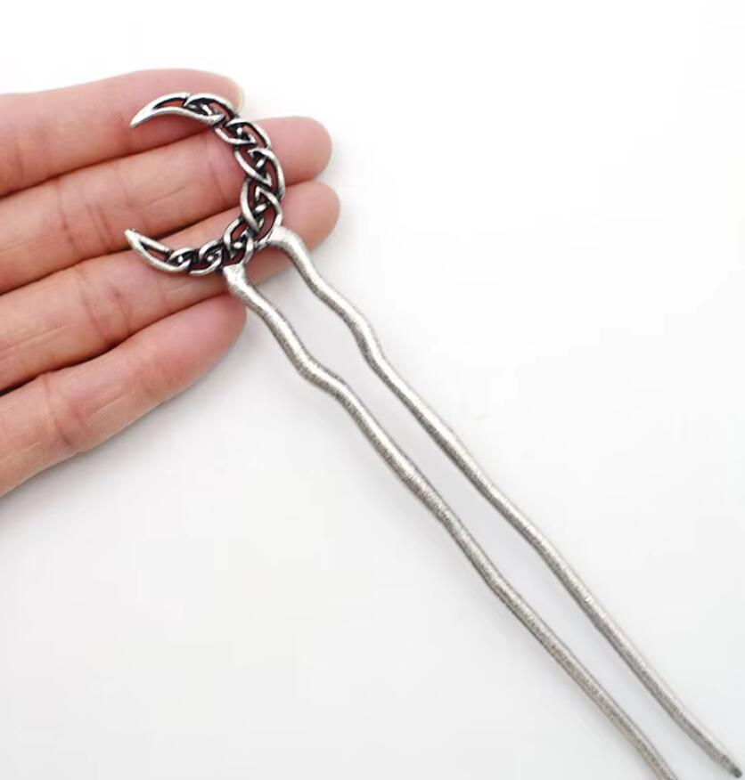 Vintage Style Wiccan Moon Hairpin Metal Celtics Knots Hair Stick Wedding Hair Accessories