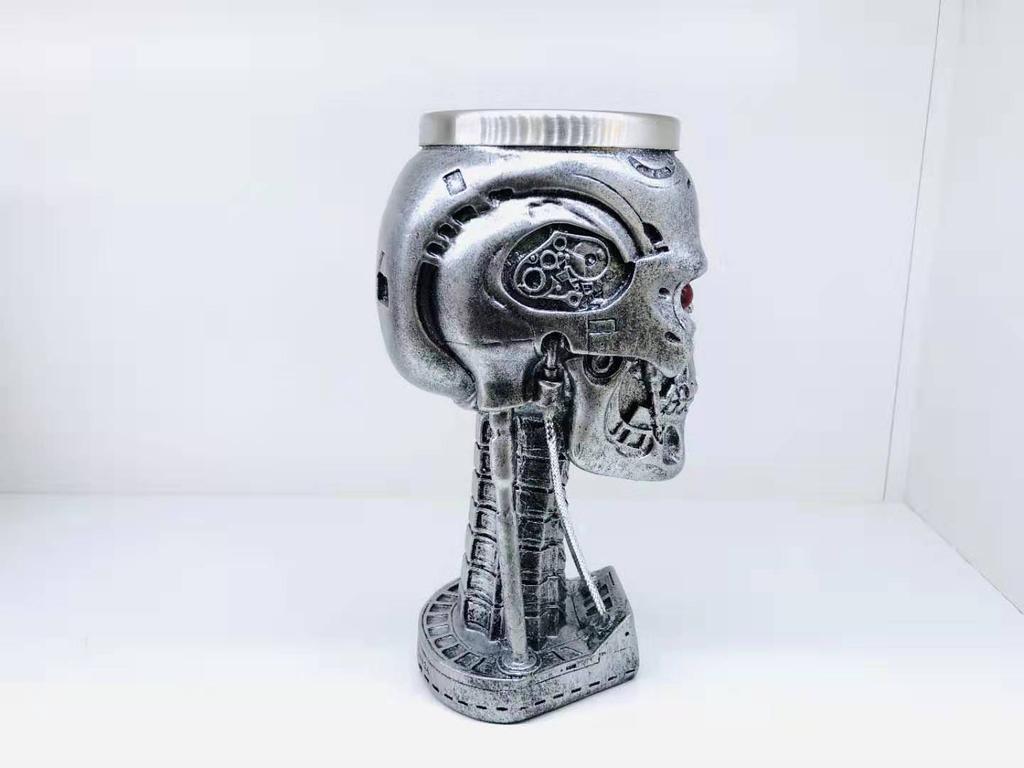 New T800 T2 Skull Terminator Endoskeleton 2 Head Stainless Steel Goblet Resin Model Toy Collection gift 300-400ml