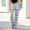 Women's Casual Fashion Hollow Out Denim Jeans Long Pants with High Waist and Straight Leg Cut for Everyday Wear and Street Style