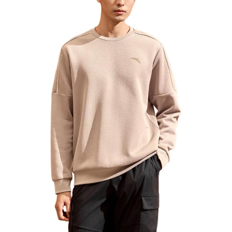 

Anta Plain Round Neck Pullover Long Sleeve Knit Sweater Men tops Ash-Gray 952437705-3