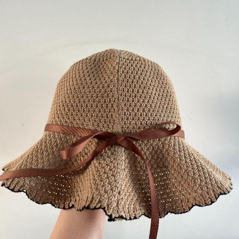 Breathable Crochet Bucket Hat UV Protection Summer Sunshade Visors Knit Fisherman Hat  Outdoor