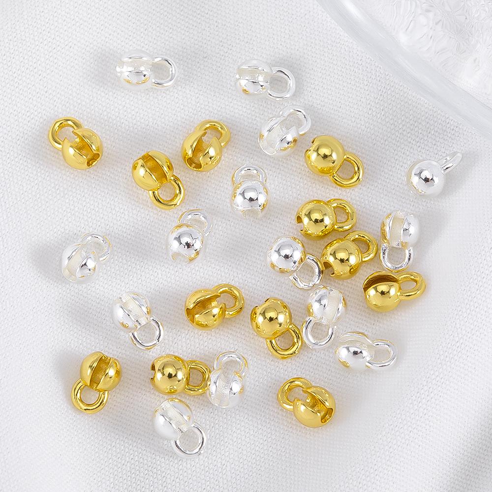 10Pcs 18K Gold Plated Brass Crimp Beads End Caps for Jewelry Making Caps for Bracelet Jewelry Making Supplies DIY Accessories