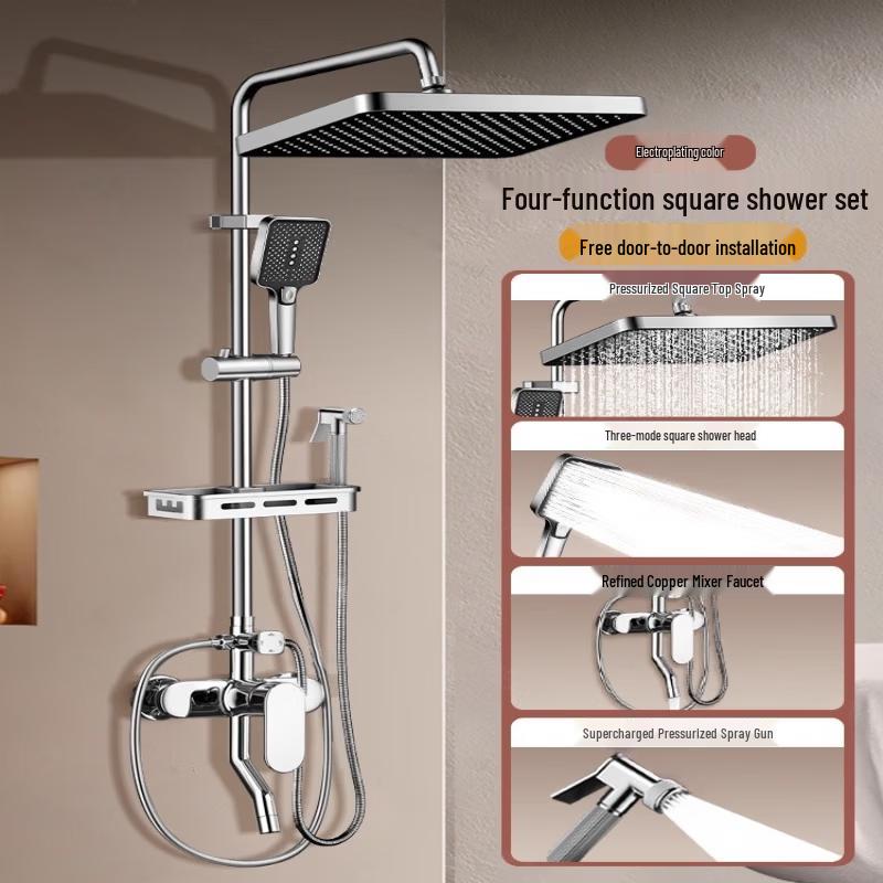 Yuanbinyannuo Wall-Mounted Brass Shower System